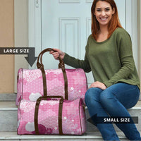 Pink Palaka Japanese Patterns Travel Bag Asanoha Seigaiha Sakura Motif LT14 - Polynesian Pride