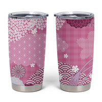 Pink Palaka Japanese Patterns Tumbler Cup Asanoha Seigaiha Sakura Motif LT14 Pink - Polynesian Pride