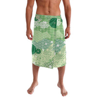Green Palaka Japanese Patterns Lavalava Asanoha Seigaiha Sakura Motif LT14 Green - Polynesian Pride