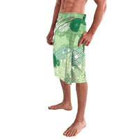 Green Palaka Japanese Patterns Lavalava Asanoha Seigaiha Sakura Motif LT14 - Polynesian Pride