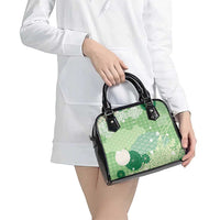 Green Palaka Japanese Patterns Shoulder Handbag Asanoha Seigaiha Sakura Motif - Polynesian Pride
