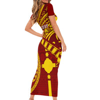 Personalised Fiji Rotuma Family Matching Short Sleeve Bodycon Dress and Hawaiian Shirt Fijian Tapa Pattern LT14 - Polynesian Pride