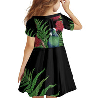 New Zealand Tui Bird Christmas Family Matching Off Shoulder Maxi Dress and Hawaiian Shirt Maori Fern Mix Pohotukawa LT14 - Polynesian Pride