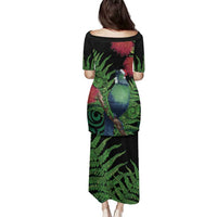 New Zealand Tui Bird Christmas Family Matching Puletasi and Hawaiian Shirt Maori Fern Mix Pohotukawa LT14 - Polynesian Pride