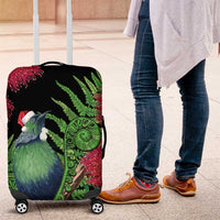 New Zealand Tui Bird Christmas Luggage Cover Maori Fern Mix Pohotukawa LT14 Black - Polynesian Pride
