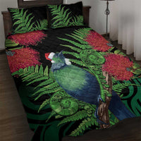 New Zealand Tui Bird Christmas Quilt Bed Set Maori Fern Mix Pohotukawa LT14 Black - Polynesian Pride