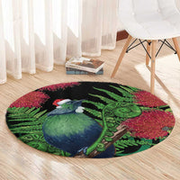 New Zealand Tui Bird Christmas Round Carpet Maori Fern Mix Pohotukawa LT14 - Polynesian Pride