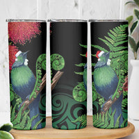 New Zealand Tui Bird Christmas Skinny Tumbler Maori Fern Mix Pohotukawa LT14 - Polynesian Pride