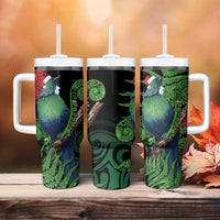 New Zealand Tui Bird Christmas Tumbler With Handle Maori Fern Mix Pohotukawa LT14 - Polynesian Pride