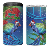 New Zealand Takahe Christmas 4 in 1 Can Cooler Tumbler Maori Fern Mix Pohotukawa LT14 One Size: 16 oz Blue - Polynesian Pride