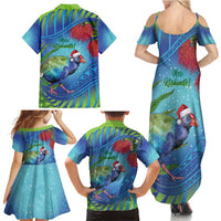 New Zealand Takahe Christmas Family Matching Summer Maxi Dress and Hawaiian Shirt Maori Fern Mix Pohotukawa LT14 - Polynesian Pride