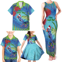 New Zealand Takahe Christmas Family Matching Tank Maxi Dress and Hawaiian Shirt Maori Fern Mix Pohotukawa LT14 - Polynesian Pride