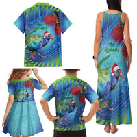 New Zealand Takahe Christmas Family Matching Tank Maxi Dress and Hawaiian Shirt Maori Fern Mix Pohotukawa LT14 - Polynesian Pride