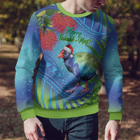 New Zealand Takahe Christmas Ugly Christmas Sweater Maori Fern Mix Pohotukawa LT14 - Polynesian Pride