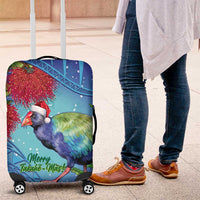 New Zealand Takahe Christmas Luggage Cover Maori Fern Mix Pohotukawa LT14 Blue - Polynesian Pride