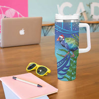 New Zealand Takahe Christmas Tumbler With Handle Maori Fern Mix Pohotukawa LT14 - Polynesian Pride