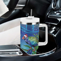 New Zealand Takahe Christmas Tumbler With Handle Maori Fern Mix Pohotukawa LT14 - Polynesian Pride
