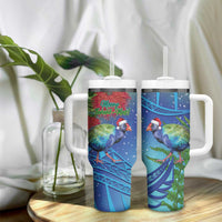 New Zealand Takahe Christmas Tumbler With Handle Maori Fern Mix Pohotukawa LT14 - Polynesian Pride