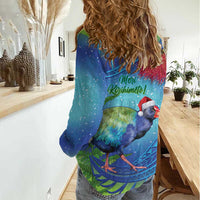 New Zealand Takahe Christmas Women Casual Shirt Maori Fern Mix Pohotukawa LT14 - Polynesian Pride