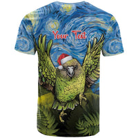 Personalised Jumping Kakapo Christmas T Shirt New Zealand Fern - Starry Night Style