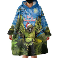 Personalised Jumping Kakapo Christmas Wearable Blanket Hoodie New Zealand Fern - Starry Night Style LT14 - Polynesian Pride