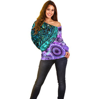 New Zealand Paua Shell With Australia Opal Unique Combine Off Shoulder Sweater LT14 - Polynesian Pride