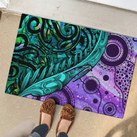 New Zealand Paua Shell With Australia Opal Unique Combine Rubber Doormat LT14 - Polynesian Pride