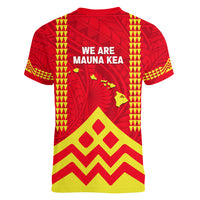 Hawaii Mauna Kea Women V Neck T Shirt Hawaiian Kakau Tribal Pattern LT14 - Polynesian Pride