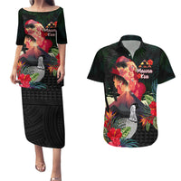 Hawaii Mauna Kea Couples Matching Puletasi and Hawaiian Shirt White Mountain With Nene Tropical Vibes LT14 Black - Polynesian Pride