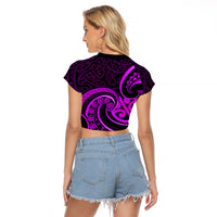 Purple Aotearoa Mangopare Raglan Cropped T Shirt NZ Maori Koru Style LT14 - Polynesian Pride