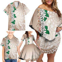 Cook Islands Tiare Maori With Conch Shell Family Matching Off Shoulder Short Dress and Hawaiian Shirt 2025 Pasifika Polynesian Tattoo LT14 - Polynesian Pride