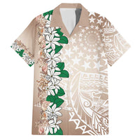 Cook Islands Tiare Maori With Conch Shell Family Matching Off Shoulder Short Dress and Hawaiian Shirt 2025 Pasifika Polynesian Tattoo LT14 Dad's Shirt - Short Sleeve Brown - Polynesian Pride