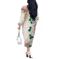 Cook Islands Tiare Maori With Conch Shell Off The Shoulder Long Sleeve Dress 2025 Pasifika Polynesian Tattoo