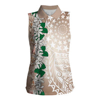 Cook Islands Tiare Maori With Conch Shell Women Sleeveless Polo Shirt 2025 Pasifika Polynesian Tattoo