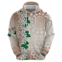 Cook Islands Tiare Maori With Conch Shell Zip Hoodie 2025 Pasifika Polynesian Tattoo