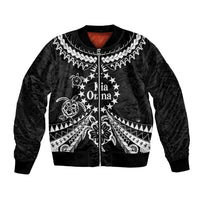 Kia Orana Cook Islands Bomber Jacket 2025 Pasifika Polynesian Turtle Black Color