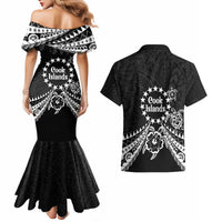 Kia Orana Cook Islands Couples Matching Mermaid Dress and Hawaiian Shirt 2025 Pasifika Polynesian Turtle Black Color LT14 - Polynesian Pride