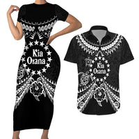 Kia Orana Cook Islands Couples Matching Short Sleeve Bodycon Dress and Hawaiian Shirt 2025 Pasifika Polynesian Turtle Black Color LT14 Black - Polynesian Pride