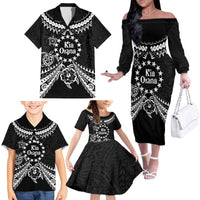 Kia Orana Cook Islands Family Matching Off The Shoulder Long Sleeve Dress and Hawaiian Shirt 2025 Pasifika Polynesian Turtle Black Color LT14 - Polynesian Pride