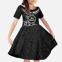 Kia Orana Cook Islands Family Matching Short Sleeve Bodycon Dress and Hawaiian Shirt 2025 Pasifika Polynesian Turtle Black Color