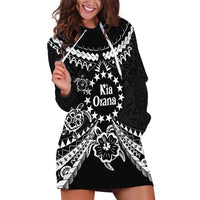 Kia Orana Cook Islands Hoodie Dress 2025 Pasifika Polynesian Turtle Black Color
