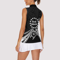 Kia Orana Cook Islands Women Sleeveless Polo Shirt 2025 Pasifika Polynesian Turtle Black Color