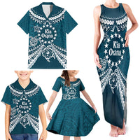 Kia Orana Cook Islands Family Matching Tank Maxi Dress and Hawaiian Shirt Polynesian Turtle Crowberry Blue Color LT14 - Polynesian Pride