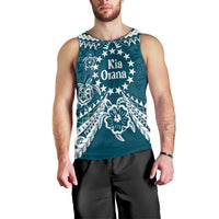 Kia Orana Cook Islands Men Tank Top Polynesian Turtle Crowberry Blue Color