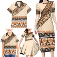 Bula Fiji Family Matching Long Sleeve Bodycon Dress and Hawaiian Shirt 2025 Pasifika Traditional Fijian Masi LT14 - Polynesian Pride