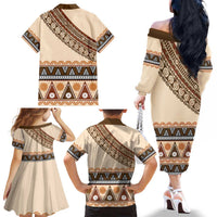 Bula Fiji Family Matching Off The Shoulder Long Sleeve Dress and Hawaiian Shirt 2025 Pasifika Traditional Fijian Masi LT14 - Polynesian Pride