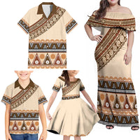 Bula Fiji Family Matching Off Shoulder Maxi Dress and Hawaiian Shirt 2025 Pasifika Traditional Fijian Masi LT14 - Polynesian Pride