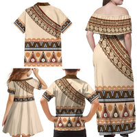 Bula Fiji Family Matching Off Shoulder Maxi Dress and Hawaiian Shirt 2025 Pasifika Traditional Fijian Masi LT14 - Polynesian Pride