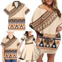 Bula Fiji Family Matching Off Shoulder Short Dress and Hawaiian Shirt 2025 Pasifika Traditional Fijian Masi LT14 - Polynesian Pride