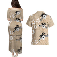 Bula Fiji Iri Buli Couples Matching Puletasi and Hawaiian Shirt Woven Fan With Fijian Tapa LT14 - Polynesian Pride